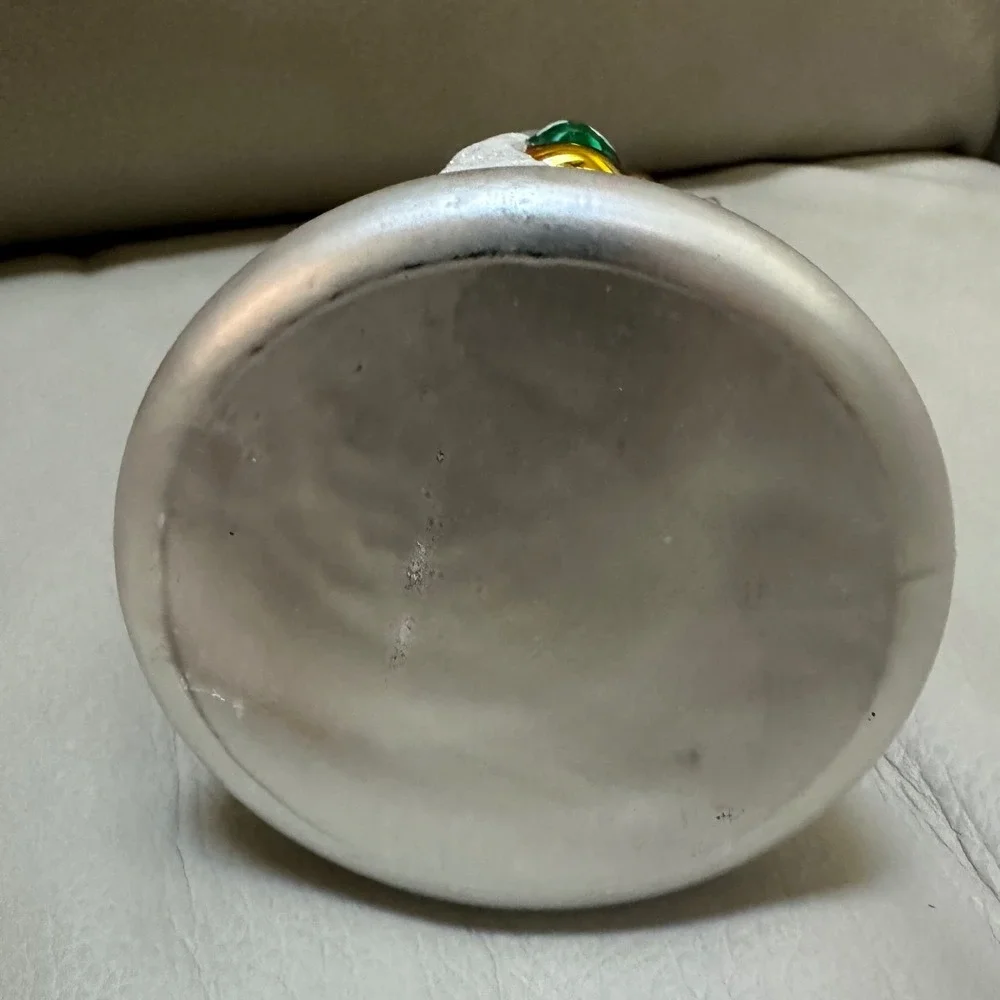 Vintage Glass Santa Claus Christmas Ornament with Tree and Gifts 7.5 Inch